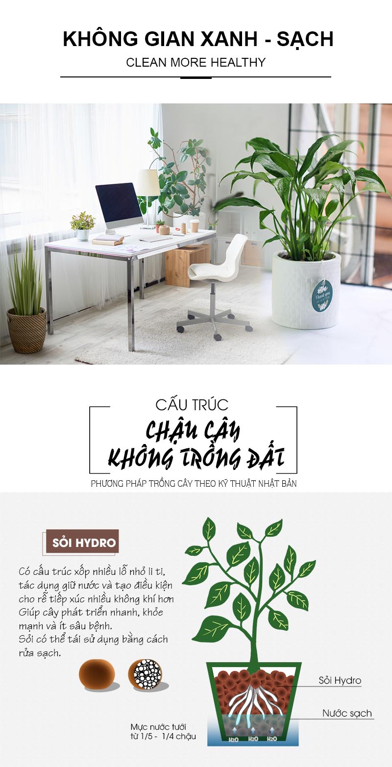 Cấu trúc chậu cây không cần đất - 9X GARDEN